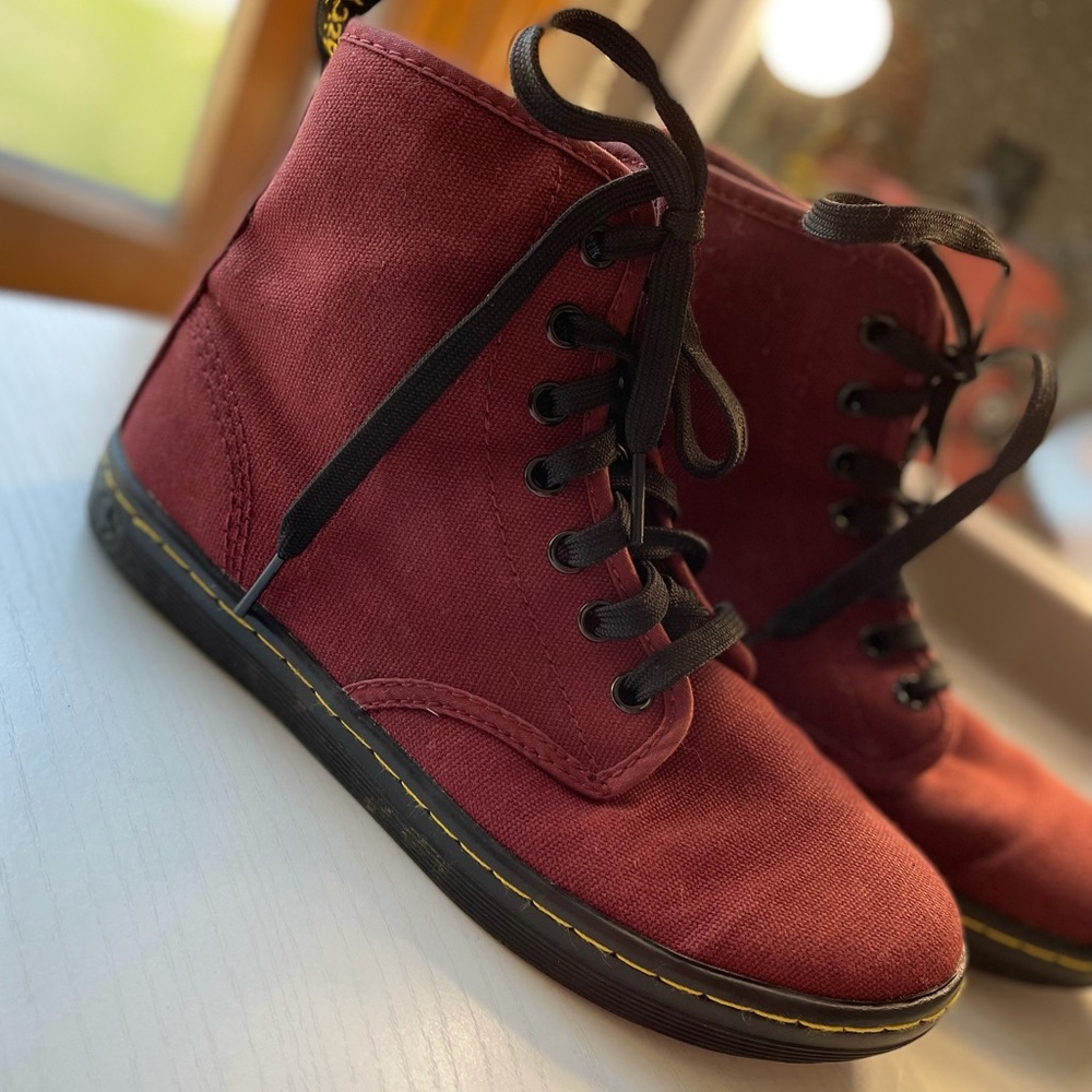 Dr Martens cherry red canvas ankle boot!